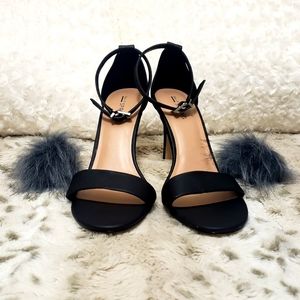 Call It Spring Furry black high-heel sandals